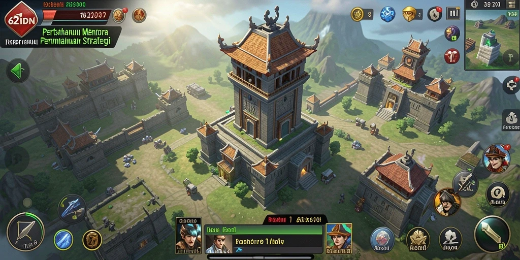 Screenshot gameplay <strong>62IDN</strong> menunjukkan menara yang berfungsi dalam strategi pertahanan.