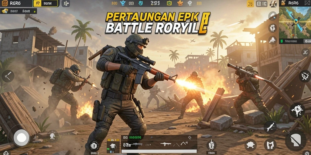 Tampak gameplay R6R6 dalam pertempuran Battle Royale yang seru.